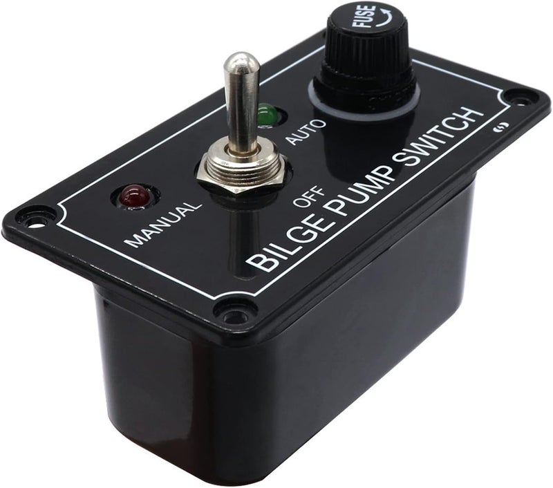 AMOMD 12V Bilge Pump Control Switch Panel 3 Way Manual/Off/Auto with LED Indicator 5A Fuse for Yacht Camper Truck Marine Boat - Image 3